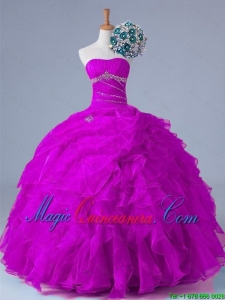 2015 Fall Elegant Strapless Quinceanera Dresses with Beading and Ruffles