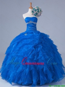 2015 Winter Pretty Strapless Quinceanera Dresses with Beading and Ruffles