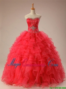 2016 Summer Beautiful Sweetheart Beaded Quinceanera Dresses with Ruffles