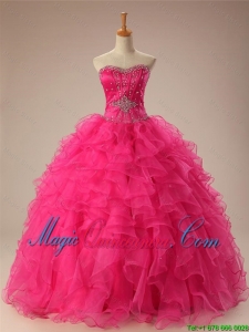 2015 Fall Elegant Beaded Quinceanera Dresses with Ruffles in Organza