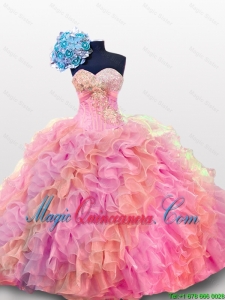 2015 Fall Perfect Sweetheart Quinceanera Dresses with Sequins and Ruffles