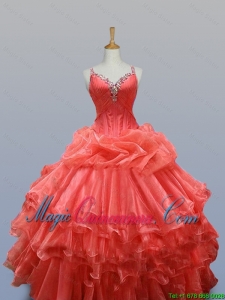 Elegant Ruffled Layers Straps Quinceanera Dresses with Beading for 2016 Summer