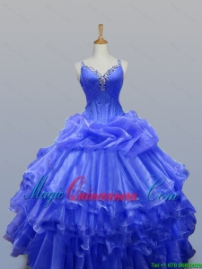 New Arrival 2016 Summer Straps Quinceanera Gowns with Beading in Organza