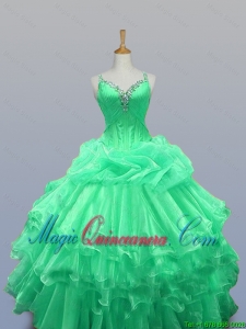 Pretty 2016 Summer Straps Quinceanera Dresses with Beading and Ruffled Layers