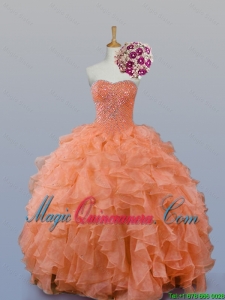 Pretty Sweetheart Beaded Quinceanera Gowns in Organza for 2015 Fall
