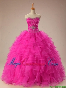 2015 Winter New Style Sweetheart Ball Gown Sweet 16 Dresses in Hot Pink