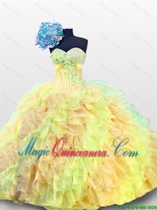Pretty 2016 Summer Multi Color Beading Quinceanera Dresses with Sweetheart