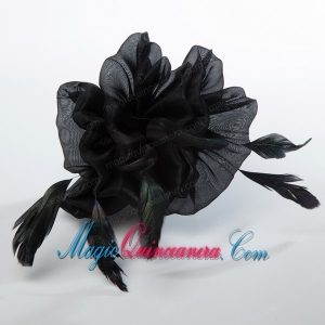 Affrodable Black Organza Fascinators with Feather