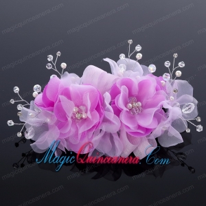 Beautiful Tulle Lilac 2014 Hair Flower with Rhinestone