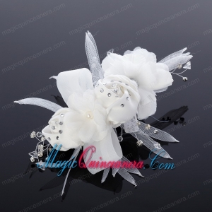 Cheap Tulle Rhinestone Hair Flower for Wedding