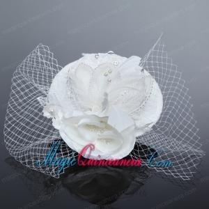 Cheap White Rhinestone Feather Imitation Pearls Hat Hair Ornament