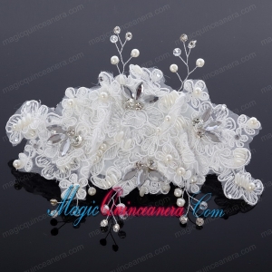 Elegant Imitation Pearls Lace Hair Ornament for Wedding