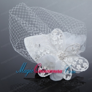 Fashionable Beading Tulle and Lace Hat Hair Ornament