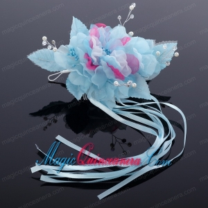 Fashionable Pearl White and Blue Fascinators Hair Combs