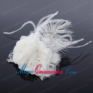 Lovely Lace Feather and Lace Outdoor Fascinators with Imitation Pearls