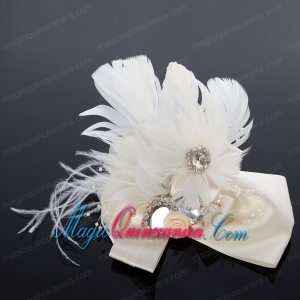 Romantic Red Feather and Satin Hair Flowers