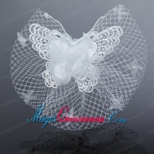 2014 Cheap Tulle Beading Wedding Net Yarn Briadl Hat