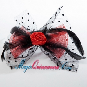 Cheap Tulle Black Feather Flower Hairpin for Wedding
