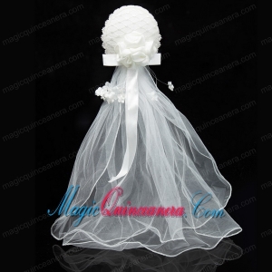 Simple Organza White Fascinators for Wedding