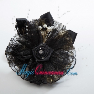 Summer Black Tulle Fascinators with Pearl