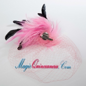 White Feather Elegant Net Yarn Briadl Hat with Imitation Pearls