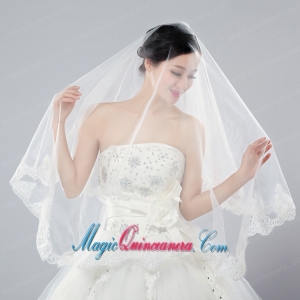 Eelgant One-Tier Angle Cut Bridal Veils with Lace Edge