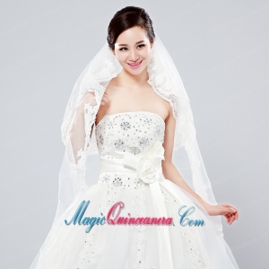 Elegant One-Tier Oval Elbow Veils with Lace Edge