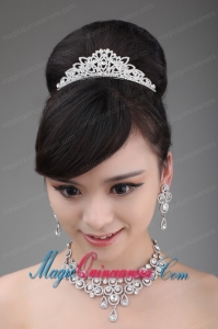 Luxurious Rhinestone and Alloy Dignified Ladies Tiara and Necklace