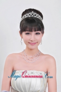 Elegant Alloy With Rhinestone Ladies Necklace and Tiara