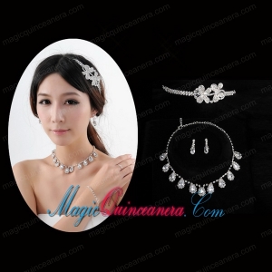 Beautiful Crown with Jewelry Set Including Necklace And Earrings