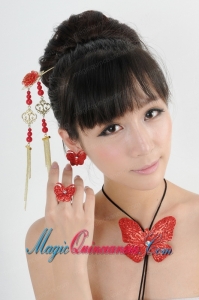 Gorgeous Red Vintage Style Alloy Ladies Jewelry Sets