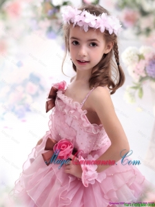 2016 Summer Discount Baby Pink Little Girl Pageant Dresses with Hand Made Flowers and Ruffles