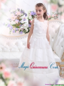 2016 Summer Discount White Scoop Little Girl Pageant Dresses with Appliques