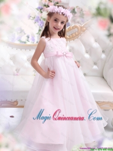 2016 Winter Perfect Scoop Appliques and Bownot Little Girl Pageant Dresses in Baby Pink