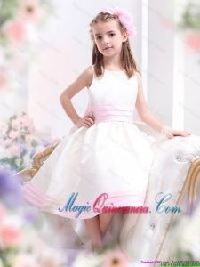 2016 Winter Perfect Scoop Little Girl Pageant Dresses with Light Pink Bowknot