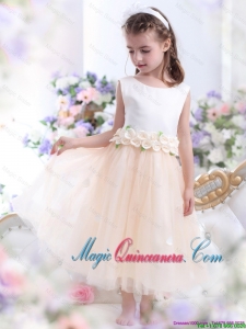 Fashionable 2016 Fall Little Girl Pageant Dresses with Waistband and Hand Made Flowers