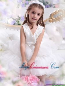 2016 Winter Perfect White Appliques Scoop Little Girl Pageant Dresses