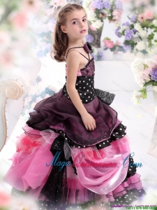 Luxurious 2016 Fall Multi Color Ruffled Little Girl Pageant Dresses with Bowknot and Hand Made Flower