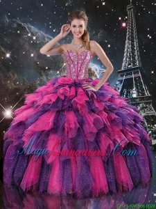 Luxurious Beaded and Sweetheart Quinceanera Dresses in Multi Color