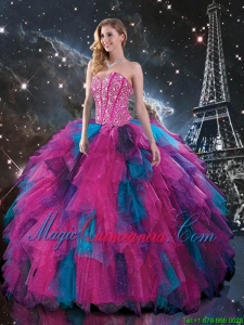 New style Multi Color Sweetheart Quinceanera Dresses with Beading