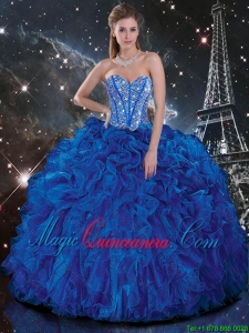 Popular Royal Blue Quinceanera Dresses with Beading and Ruffles