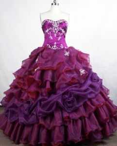 Elegant Ball Gown Sweetheart-neck Floor-length Purple Quinceanera Dresses