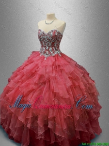 Beautiful Beaded and Ruffles Quinceanera Gowns in Organza for 2016
