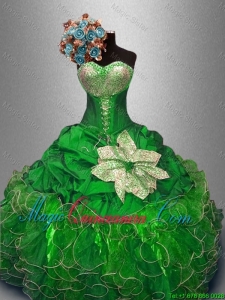Best Selling Green Quinceanera Dresses with Sequins and Ruffles for 2016