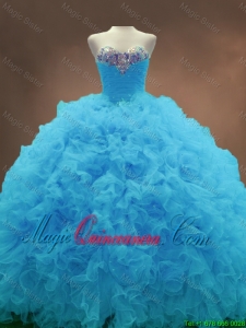 Beautiful Aqua Blue Ball Gown Quinceanera Gowns with Sweetheart