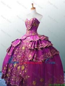 Beautiful Sweetheart Ball Gown Fuchsia Quinceanera Dresses with Appliques