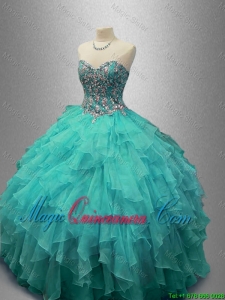 Popular Beaded and Ruffles Sweet 16 Gowns with Sweetheart