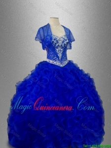 Romantic Sweetheart Quinceanera Dresses with Beading and Ruffles in Blue