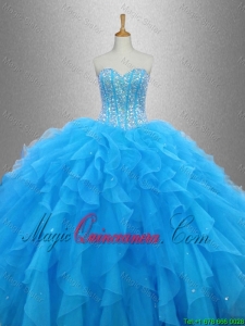 2016 Latest Beaded Organza Quinceanera Dresses with Ruffles