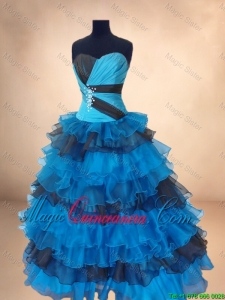 2016 New Arrivals Beaded Multi Color Quinceanera Gowns with Ruffled Layers